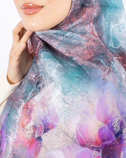 Mikro Soft Şal D009 Vizon, çiçekli desenli, 75 × 185 cm şal – görsel 4
