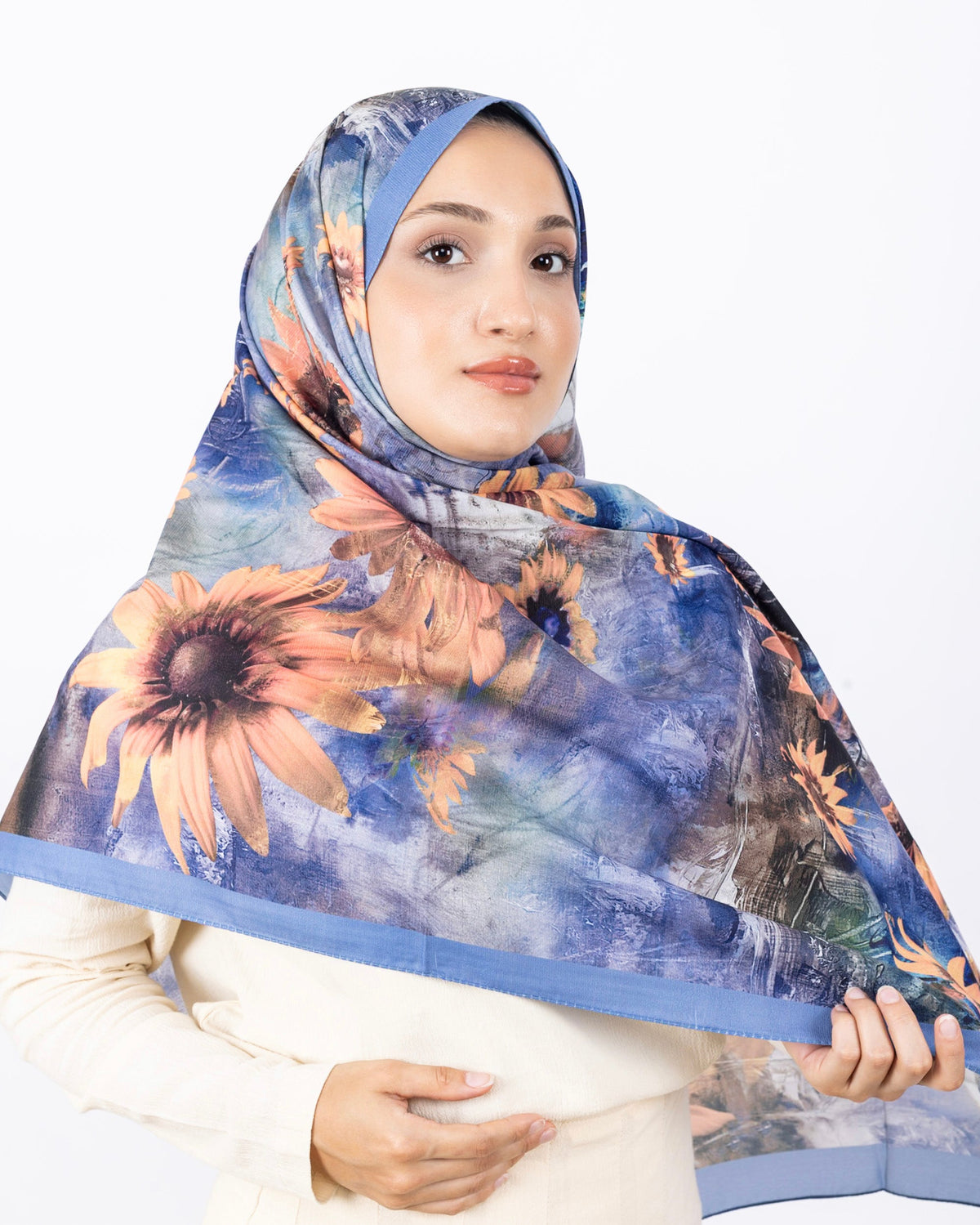 Mikro Soft Şal D002 Mavi, çiçekli desenli, 75 × 185 cm şal – görsel 3