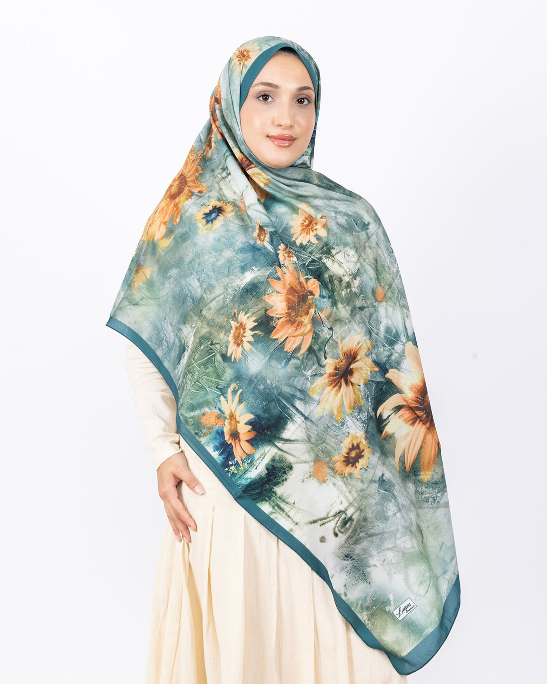 Mikro Soft Şal D002 Mint Yeşili, çiçekli desenli, 75 × 185 cm şal – görsel 2