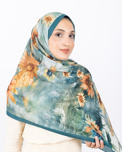 Mikro Soft Şal D002 Mint Yeşili, çiçekli desenli, 75 × 185 cm şal – görsel 4