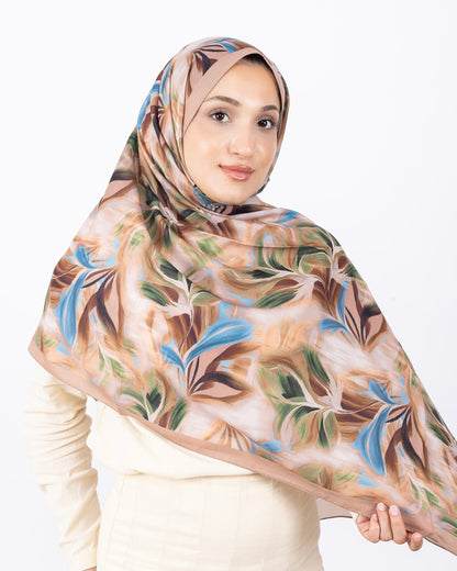 Mikro Soft Şal D011 Somon, çiçekli desenli, 75 × 185 cm şal – görsel 2