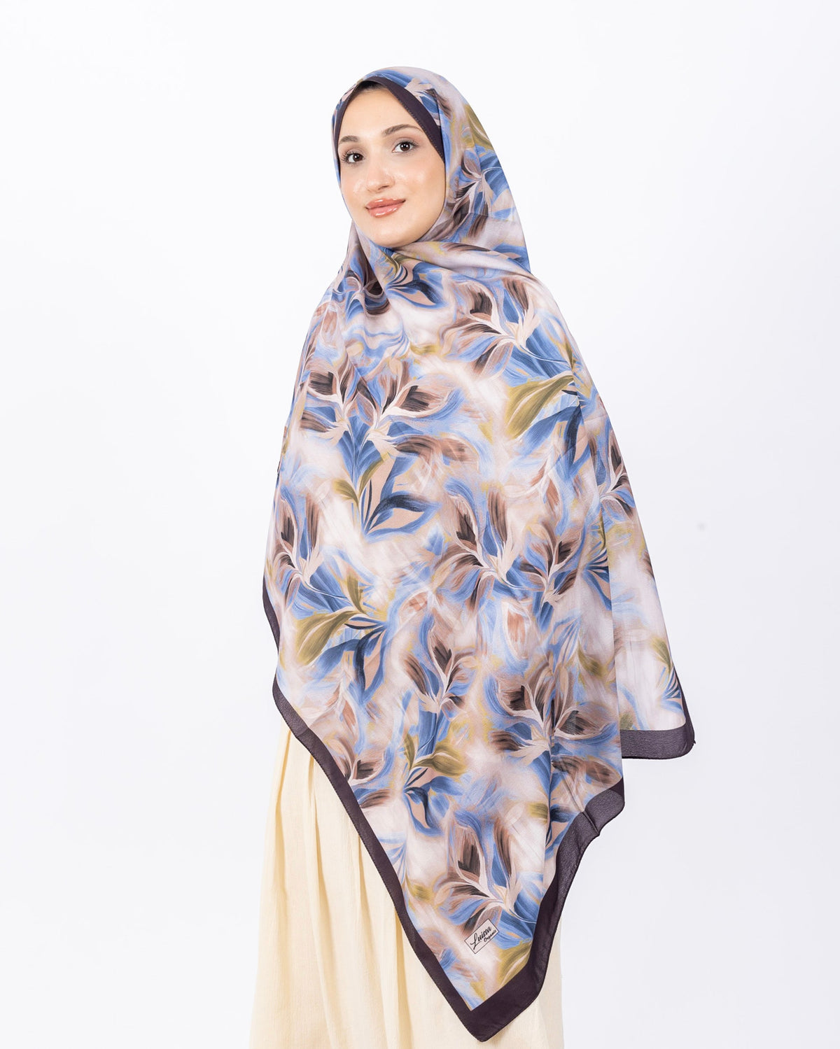 Mikro Soft Şal D011 Koyu Kahverengi, çiçekli desenli, 75 × 185 cm şal – görsel 1