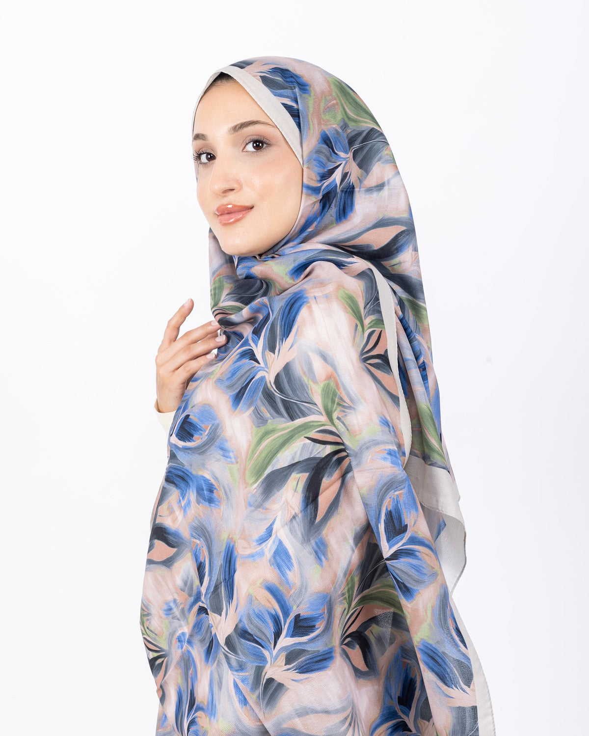 Mikro Soft Şal D011 Taş Rengi, çiçekli desenli, 75 × 185 cm şal – görsel 3