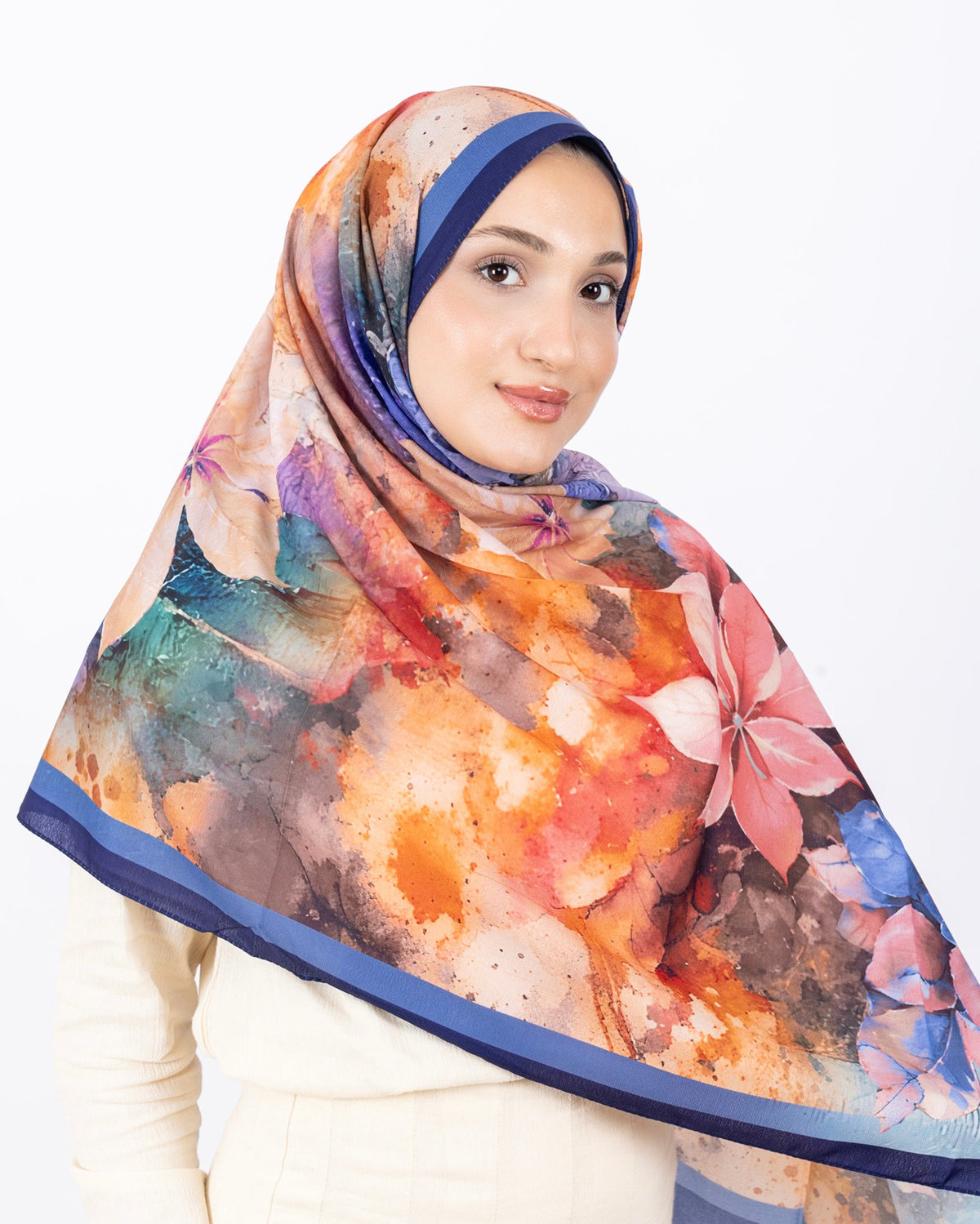 Mikro Soft Şal D013 Morcivert, çiçekli desenli, 75 × 185 cm şal – görsel 3