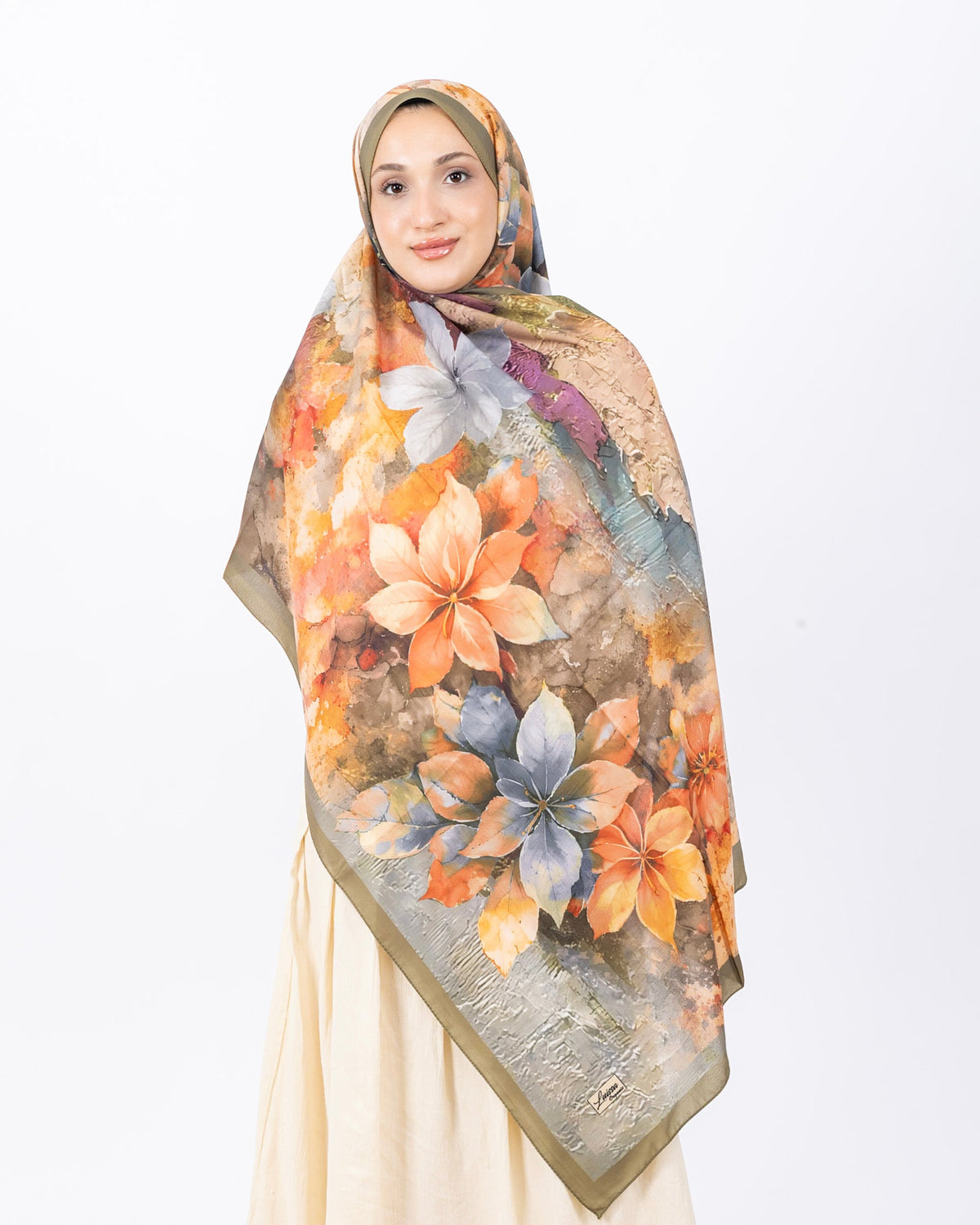 Mikro Soft Şal D013 Yeşil, çiçekli desenli, 75 × 185 cm şal – görsel 2