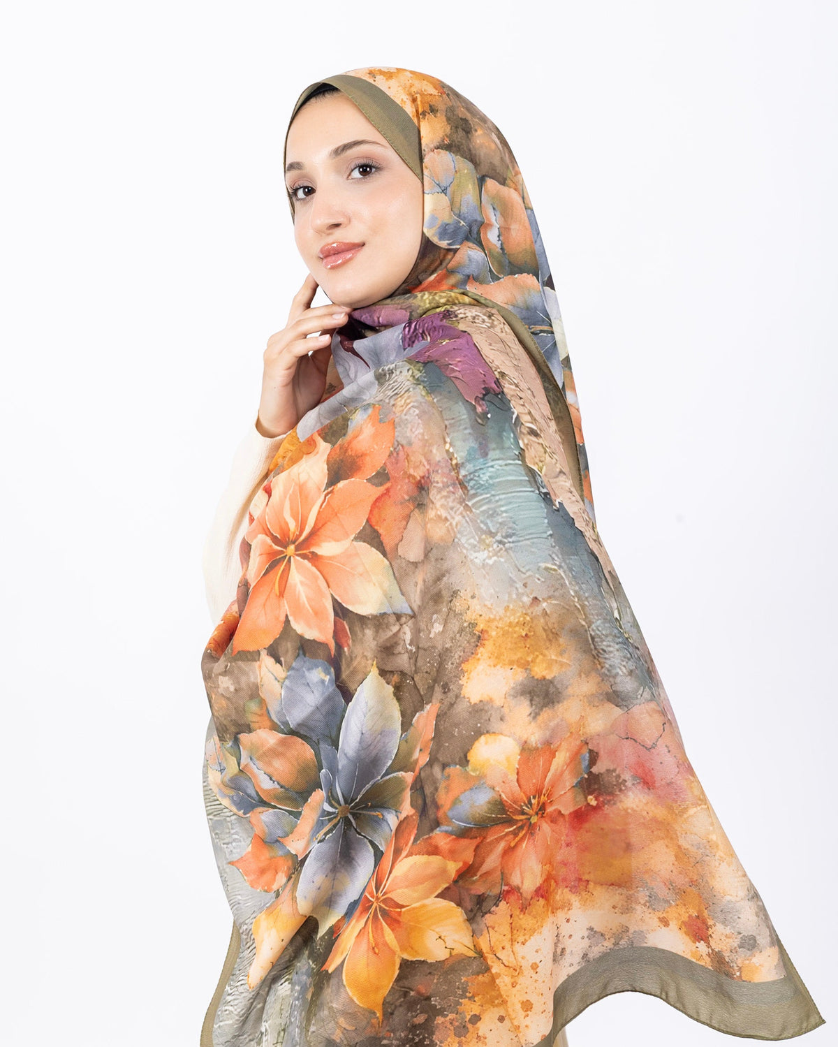 Mikro Soft Şal D013 Yeşil, çiçekli desenli, 75 × 185 cm şal – görsel 3