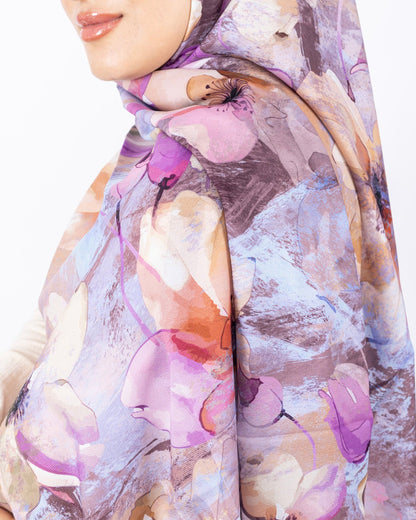 Mikro Soft Şal D015 Gül Kurusu, çiçekli desenli, 75 × 185 cm şal – görsel 4