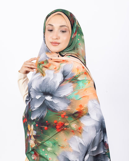Mikro Soft Şal D004 Somon, çiçekli desenli, 75 × 185 cm şal – görsel 1
