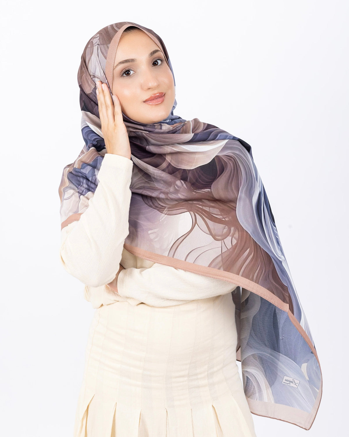 Mikro Soft Şal D012 Somon, çiçekli desenli, 75 × 185 cm şal – görsel 4