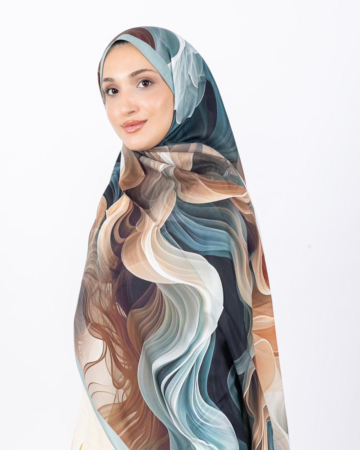 Mikro Soft Şal D012 Su Yeşili, çiçekli desenli, 75 × 185 cm şal – görsel 2