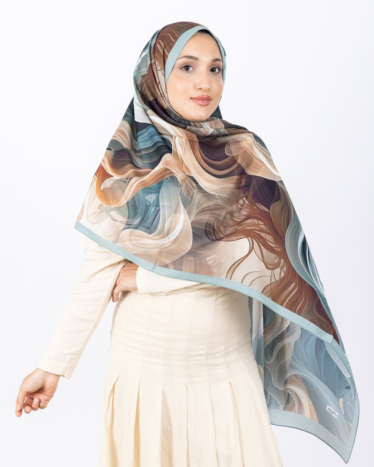 Mikro Soft Şal D012 Su Yeşili, çiçekli desenli, 75 × 185 cm şal – görsel 3