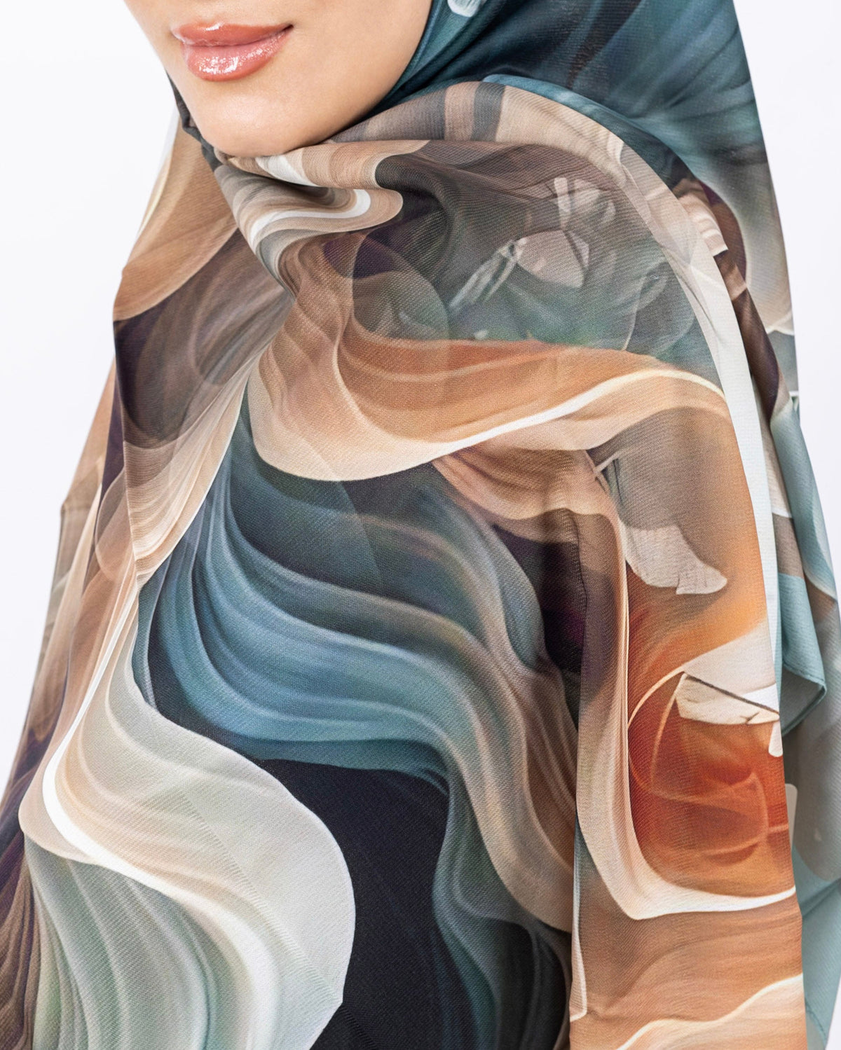 Mikro Soft Şal D012 Su Yeşili, çiçekli desenli, 75 × 185 cm şal – görsel 4