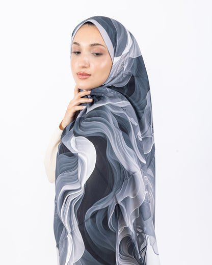 Mikro Soft Şal D012 Gri, çiçekli desenli, 75 × 185 cm şal – görsel 3