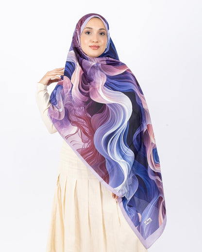 Mikro Soft Şal D012 Lila, çiçekli desenli, 75 × 185 cm şal – görsel 2