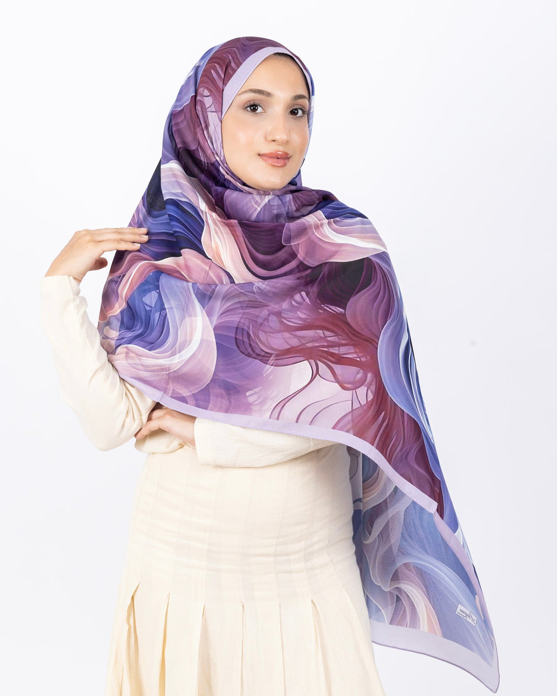 Mikro Soft Şal D012 Lila, çiçekli desenli, 75 × 185 cm şal – görsel 1