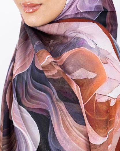 Mikro Soft Şal D012 Kiremit, çiçekli desenli, 75 × 185 cm şal – görsel 1