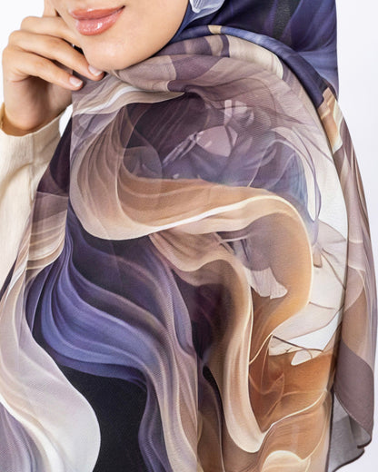 Mikro Soft Şal D012 Vizon-Lila, çiçekli desenli, 75 × 185 cm şal – görsel 4