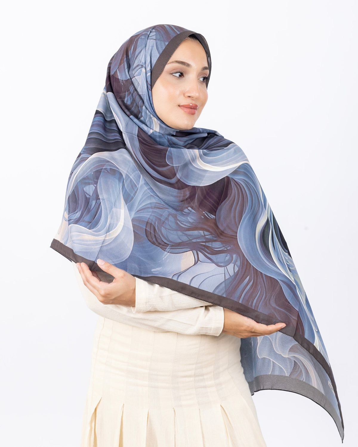 Mikro Soft Şal D012 Koyu Kahverengi, çiçekli desenli, 75 × 185 cm şal – görsel 1