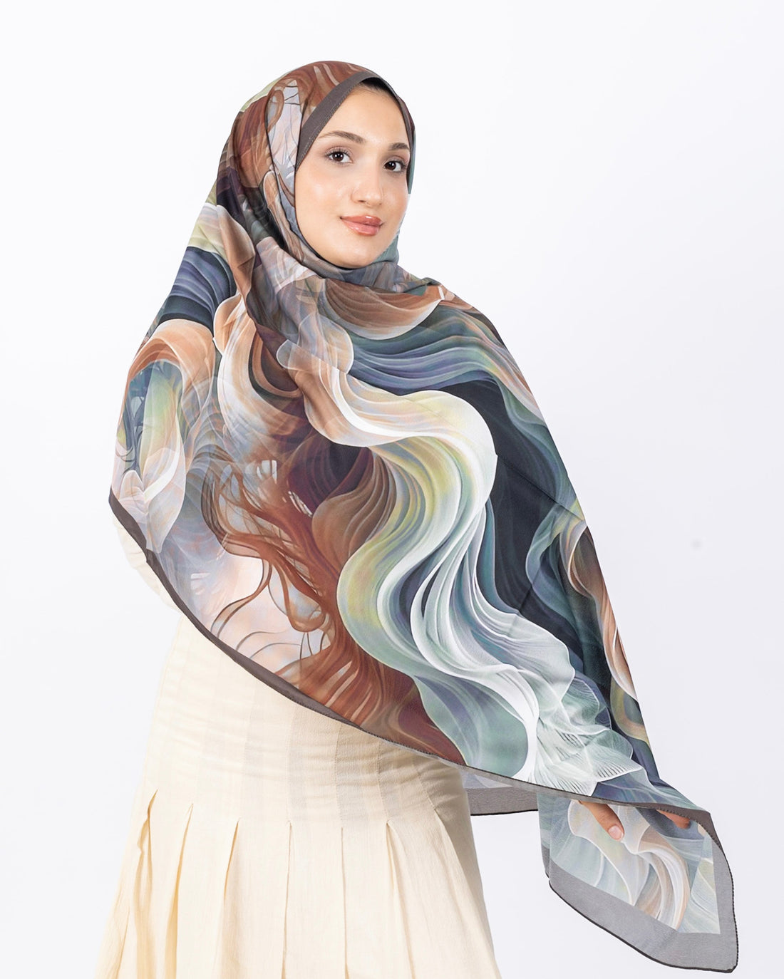 Mikro Soft Şal D012 Kahverengi, çiçekli desenli, 75 × 185 cm şal – görsel 1
