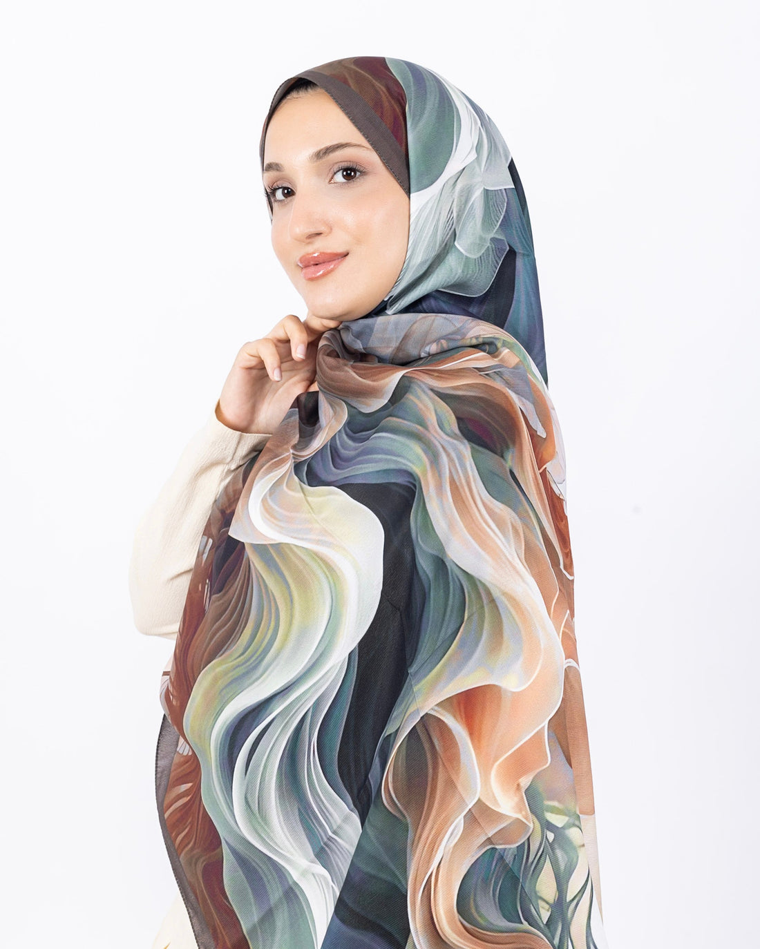 Mikro Soft Şal D012 Kahverengi, çiçekli desenli, 75 × 185 cm şal – görsel 2