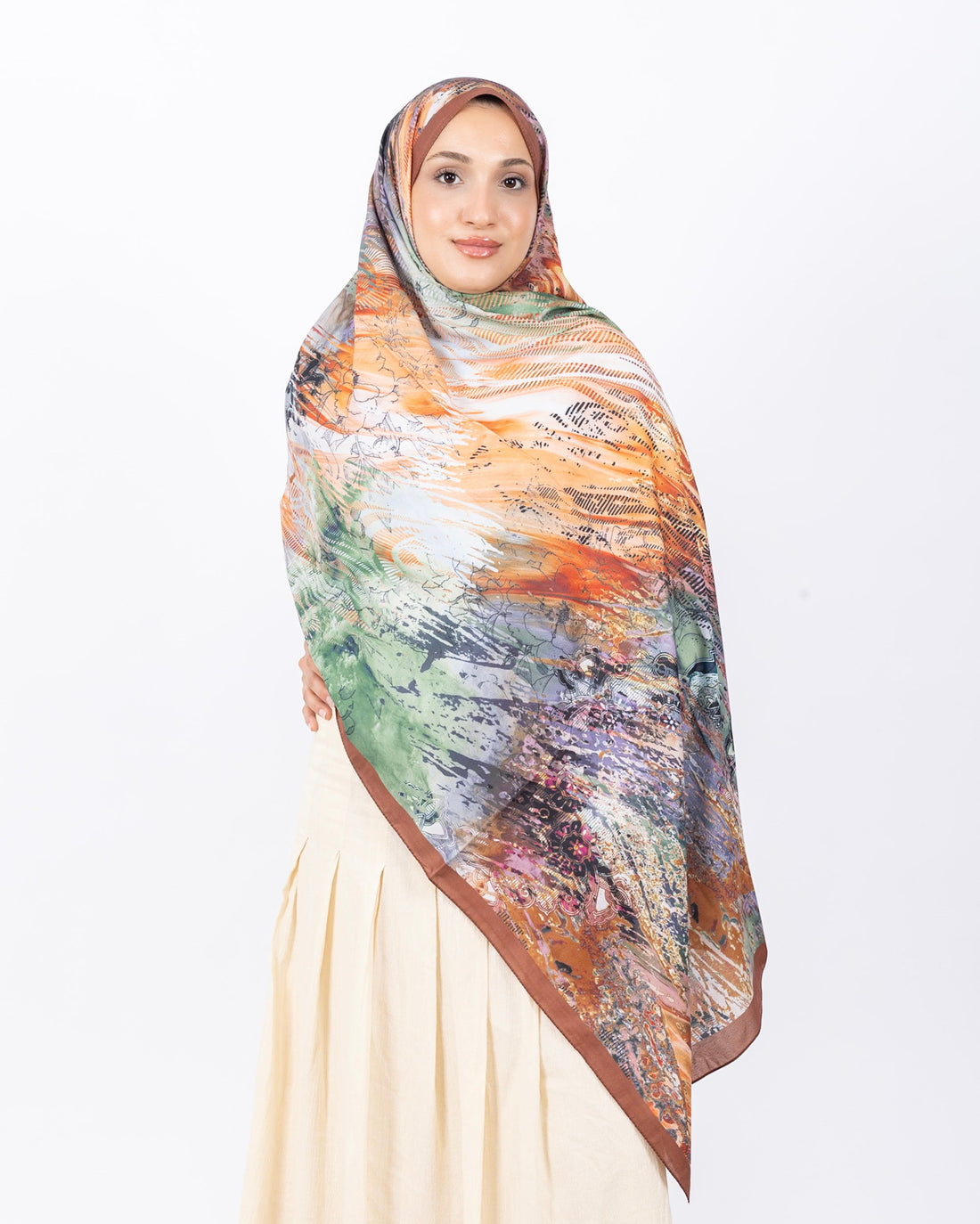 Mikro Soft Şal D016 Kahverengi, çiçekli desenli, 75 × 185 cm şal – görsel 2