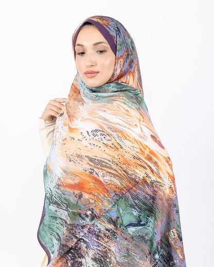 Mikro Soft Şal D016 Mürdüm, çiçekli desenli, 75 × 185 cm şal – görsel 3