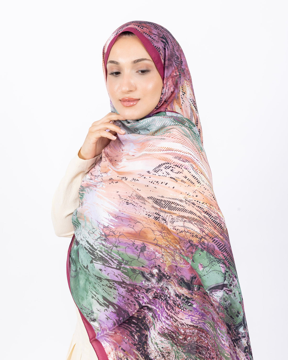 Mikro Soft Şal D016 Fuşya, çiçekli desenli, 75 × 185 cm şal – görsel 1