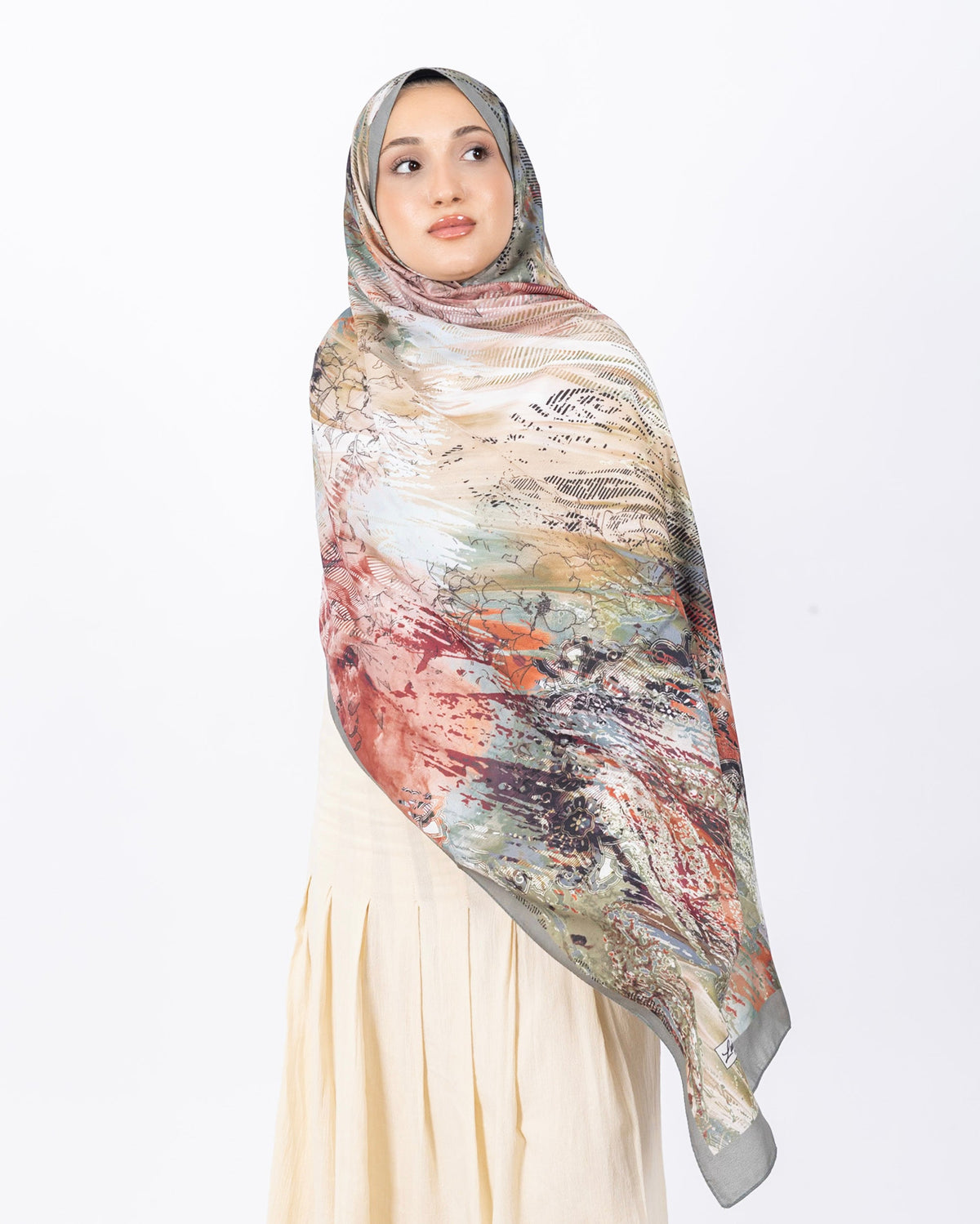 Mikro Soft Şal D016 Su Yeşili, çiçekli desenli, 75 × 185 cm şal – görsel 2