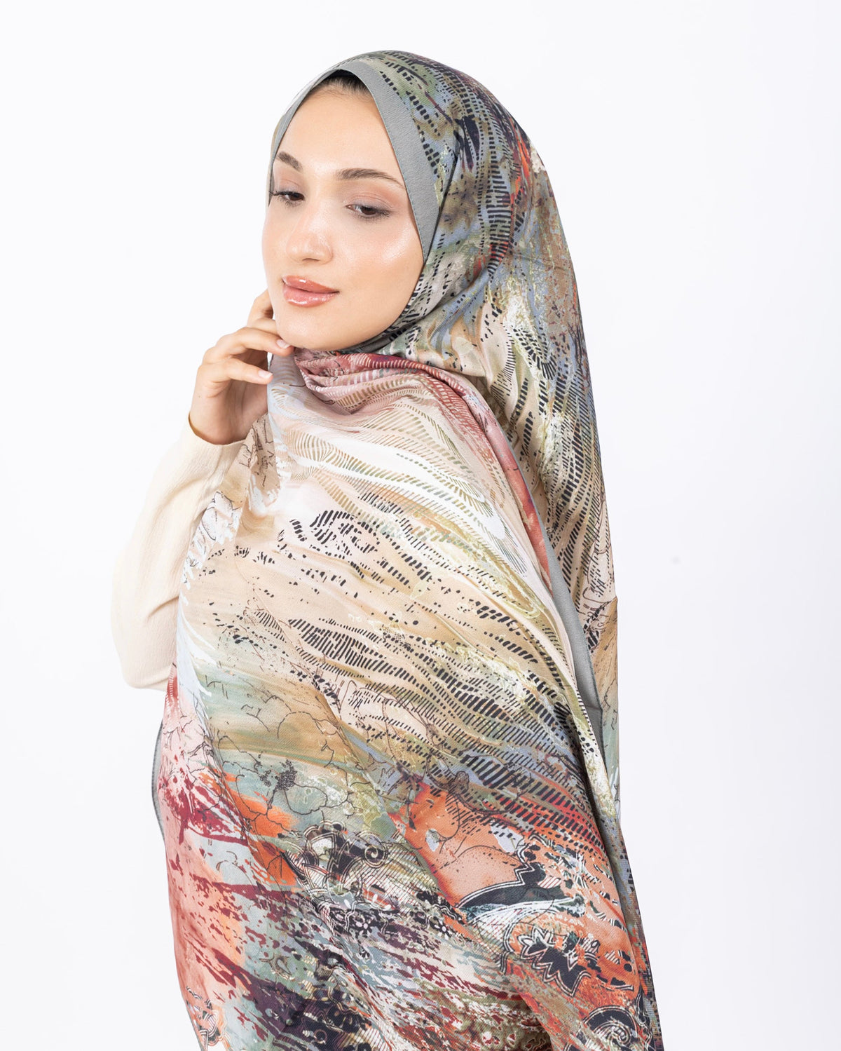Mikro Soft Şal D016 Su Yeşili, çiçekli desenli, 75 × 185 cm şal – görsel 3