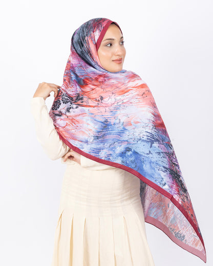 Mikro Soft Şal D016 Vişne Rengi, çiçekli desenli, 75 × 185 cm şal – görsel 4
