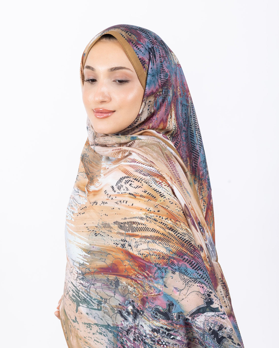 Mikro Soft Şal D016 Hardal, çiçekli desenli, 75 × 185 cm şal – görsel 2