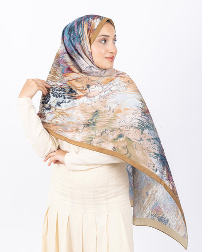 Mikro Soft Şal D016 Hardal, çiçekli desenli, 75 × 185 cm şal – görsel 3