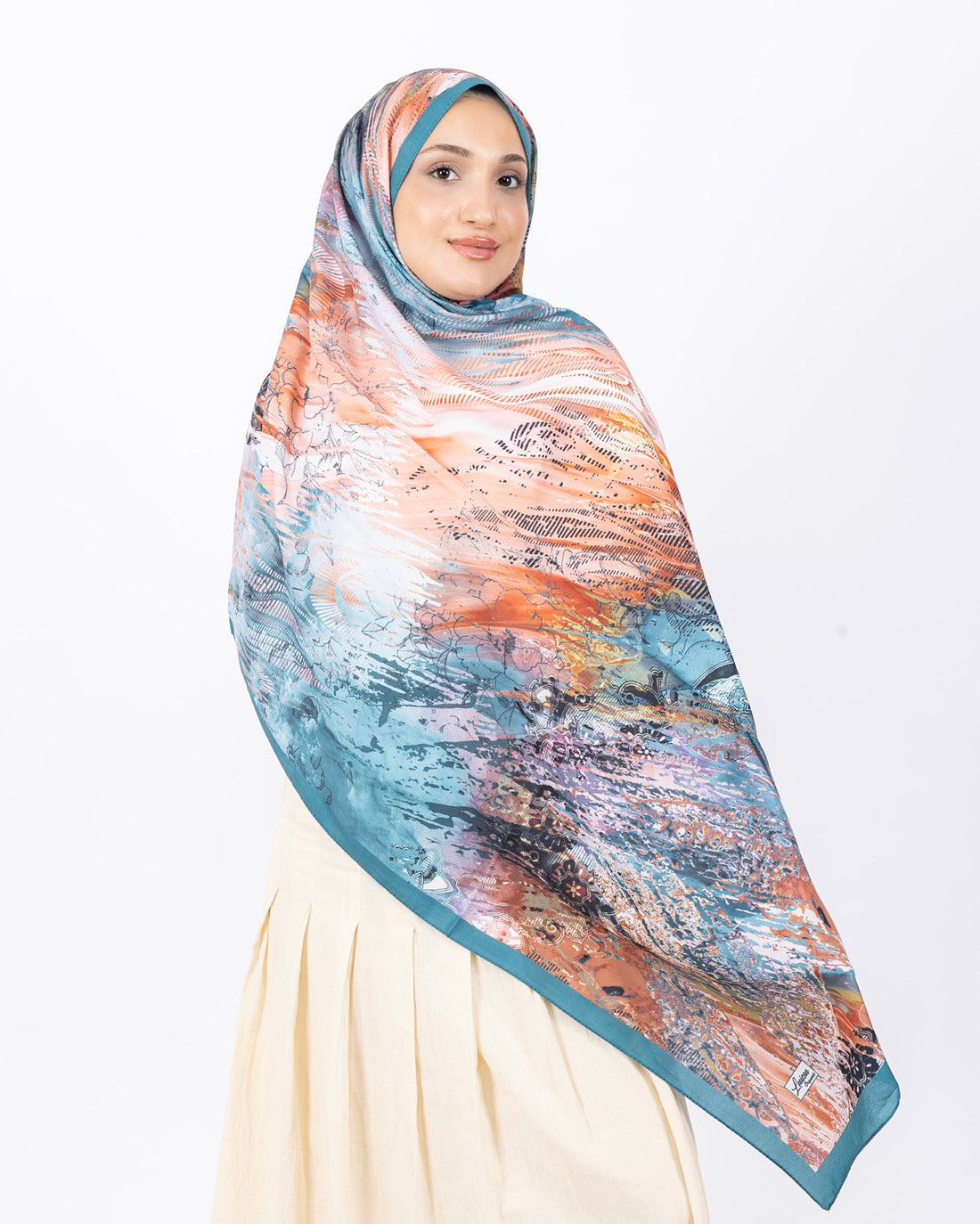 Mikro Soft Şal D016 Mint Yeşili, çiçekli desenli, 75 × 185 cm şal – görsel 2