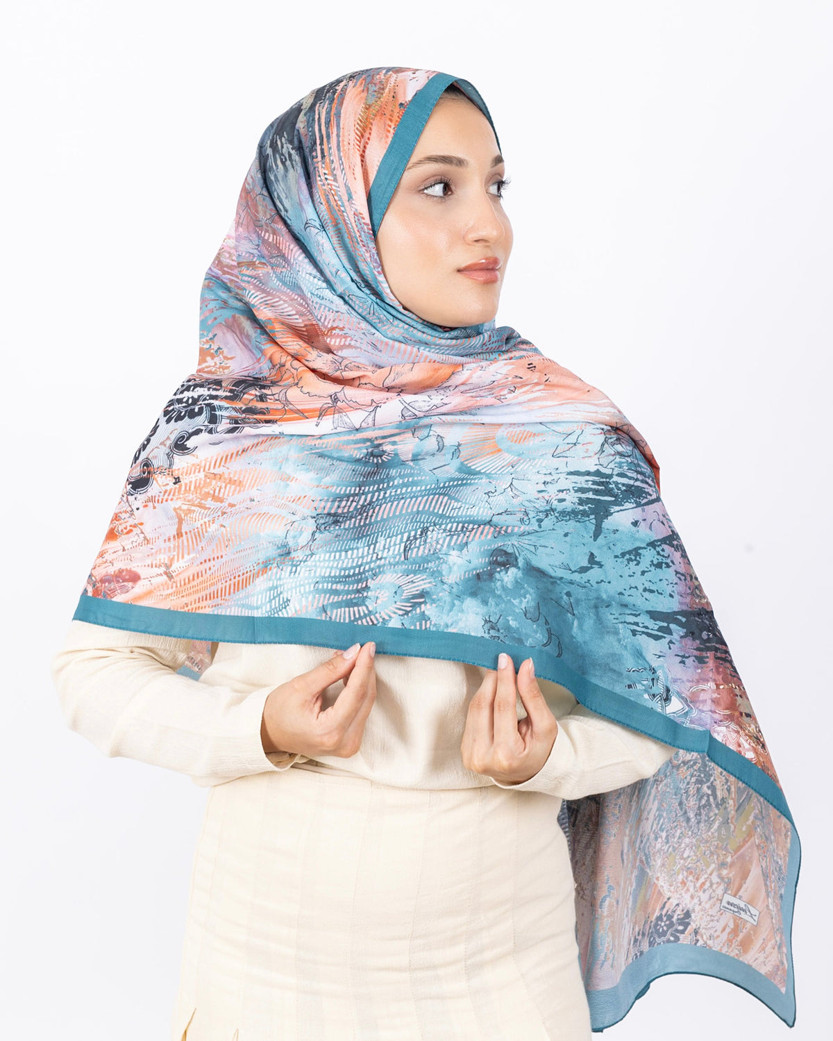 Mikro Soft Şal D016 Mint Yeşili, çiçekli desenli, 75 × 185 cm şal – görsel 1