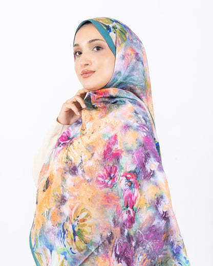 Mikro Soft Şal D014 Mint Yeşili, çiçekli desenli, 75 × 185 cm şal – görsel 1