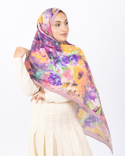 Mikro Soft Şal D014 Gül Kurusu, çiçekli desenli, 75 × 185 cm şal – görsel 1