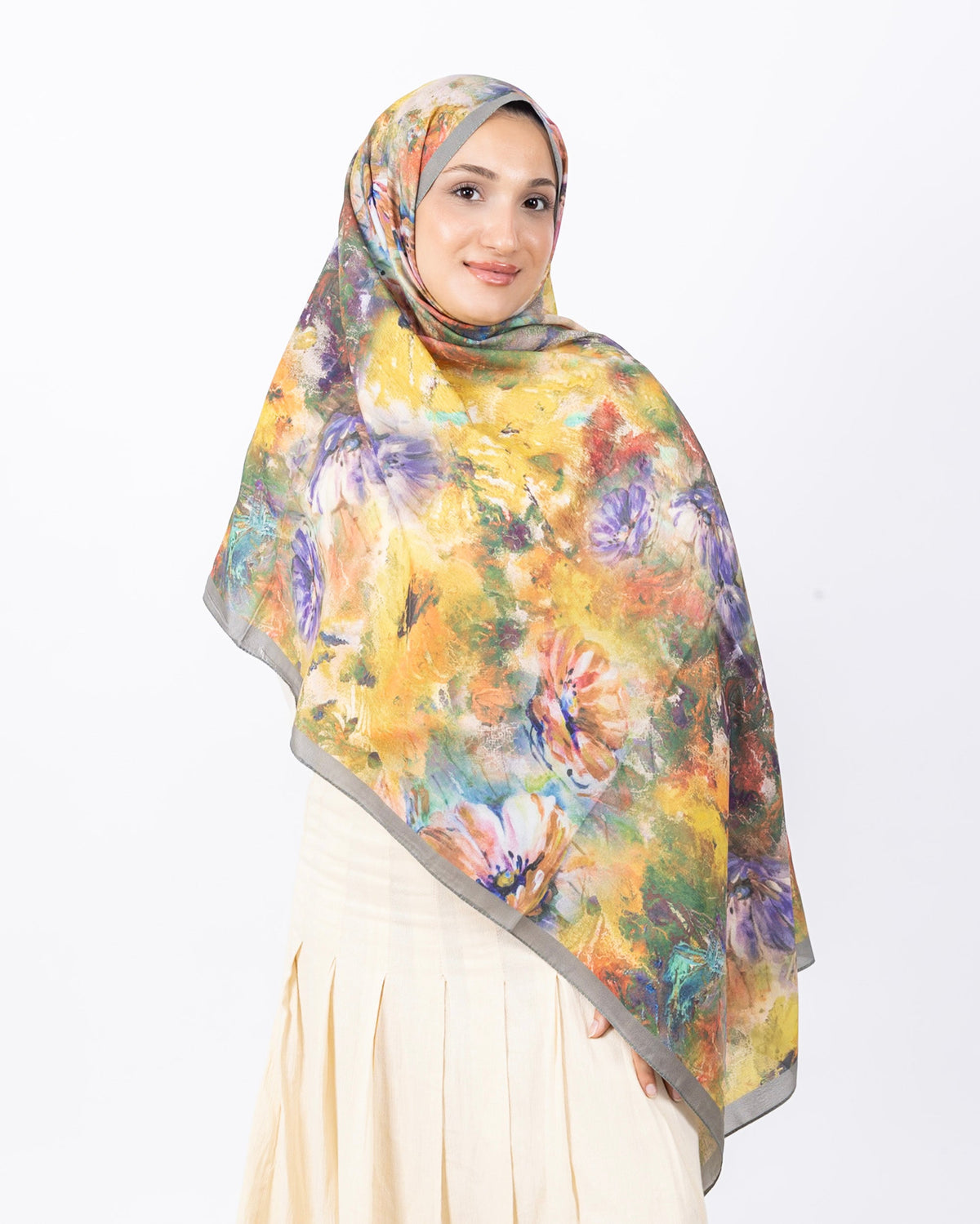 Mikro Soft Şal D014 Açık Yeşil, çiçekli desenli, 75 × 185 cm şal – görsel 2