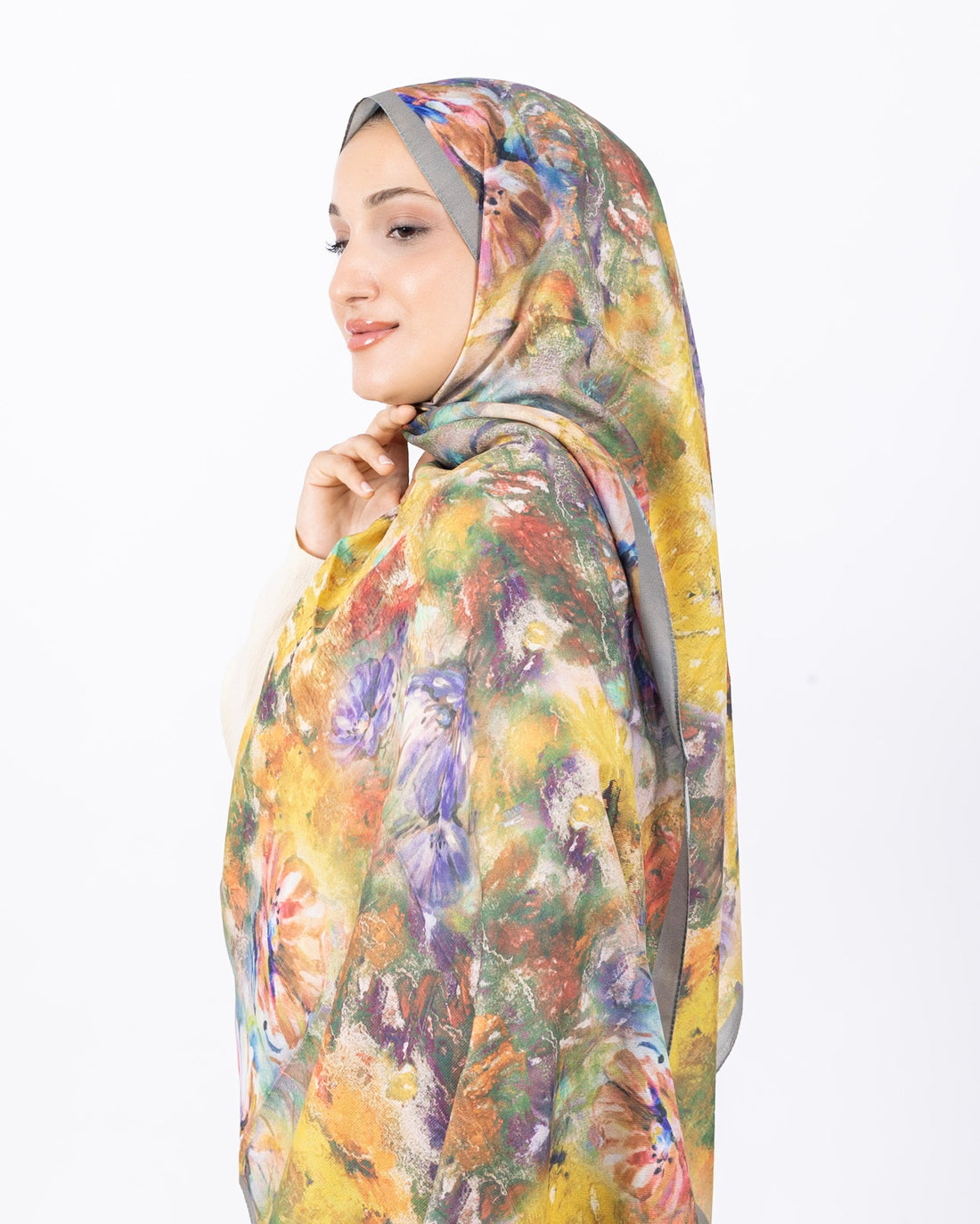 Mikro Soft Şal D014 Açık Yeşil, çiçekli desenli, 75 × 185 cm şal – görsel 1