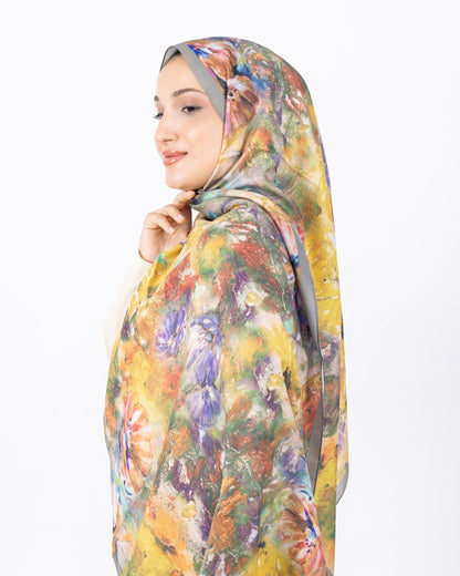 Mikro Soft Şal D014 Açık Yeşil, çiçekli desenli, 75 × 185 cm şal – görsel 1