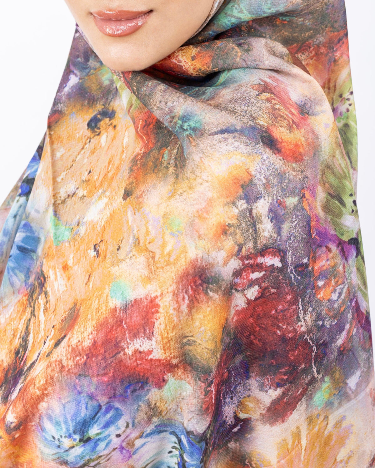 Mikro Soft Şal D014 Kahverengi, çiçekli desenli, 75 × 185 cm şal – görsel 4