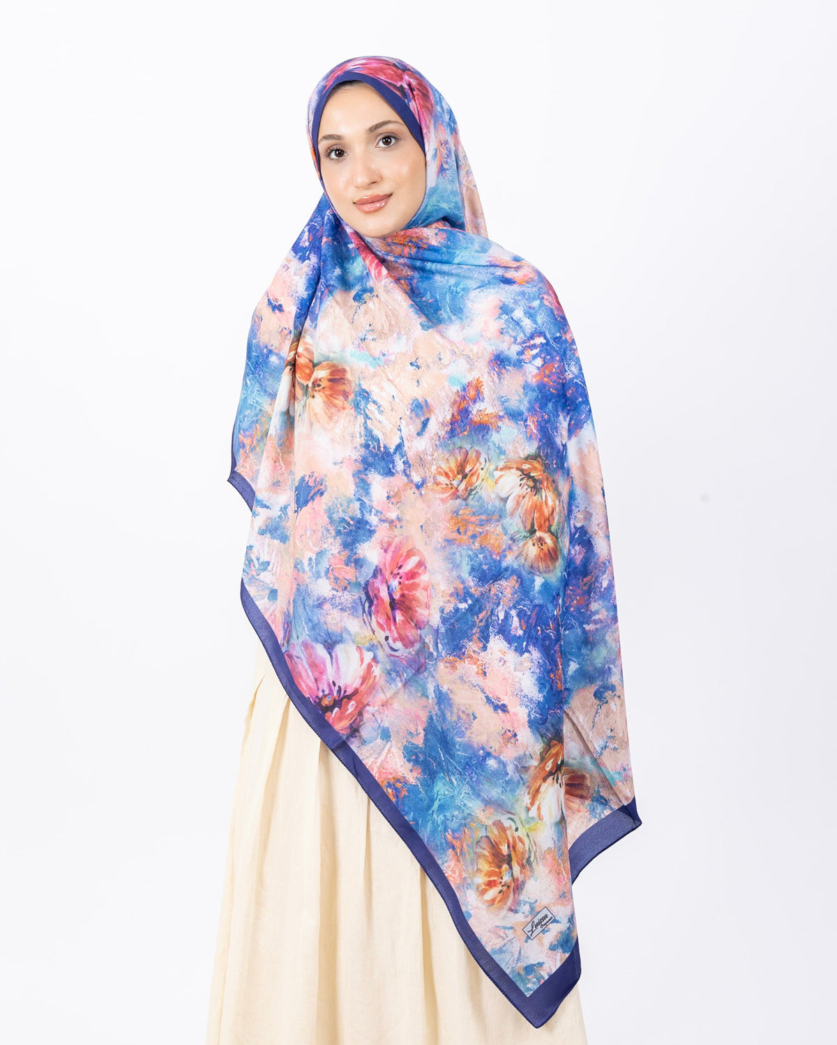 Mikro Soft Şal D014 Morcivert, çiçekli desenli, 75 × 185 cm şal – görsel 2