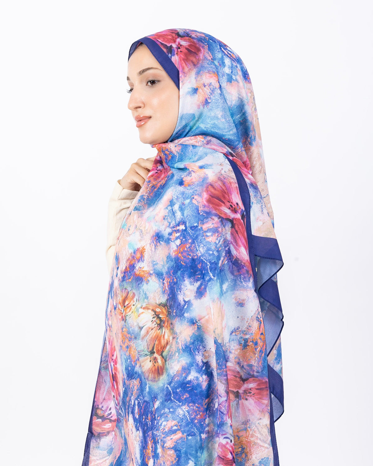 Mikro Soft Şal D014 Morcivert, çiçekli desenli, 75 × 185 cm şal – görsel 3