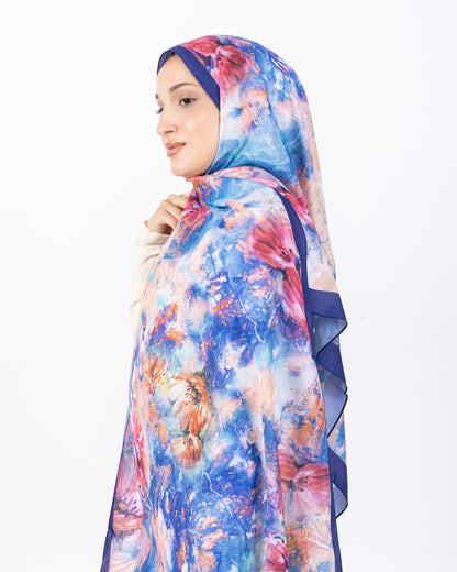 Mikro Soft Şal D014 Morcivert, çiçekli desenli, 75 × 185 cm şal – görsel 3