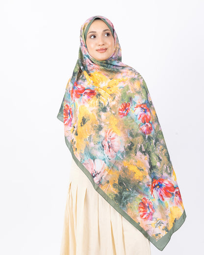 Mikro Soft Şal D014 Su Yeşili, çiçekli desenli, 75 × 185 cm şal – görsel 2