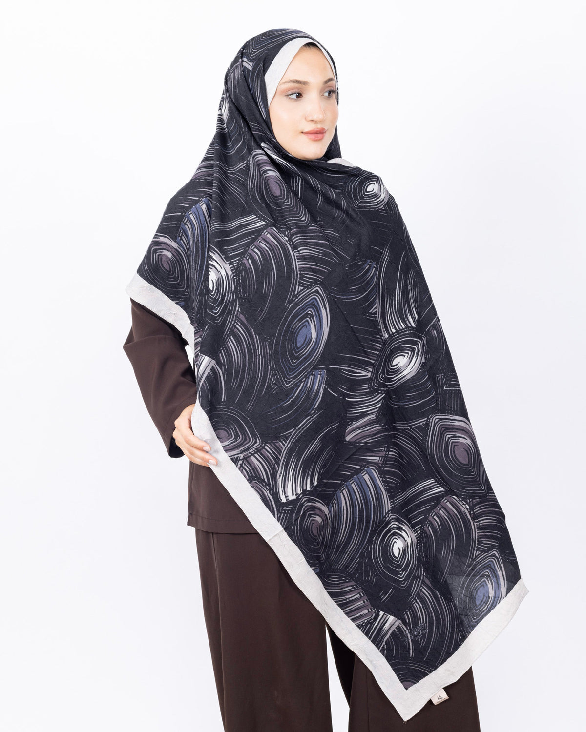 Mikro Bambu Kraş Şal D022 Taş Lacivert, 75 × 185 cm şal – görsel 2
