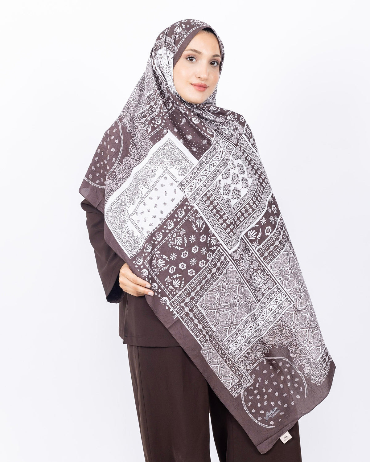 Mikro Bambu Kraş Şal D034 Kahverengi, 75 × 185 cm şal – görsel 2