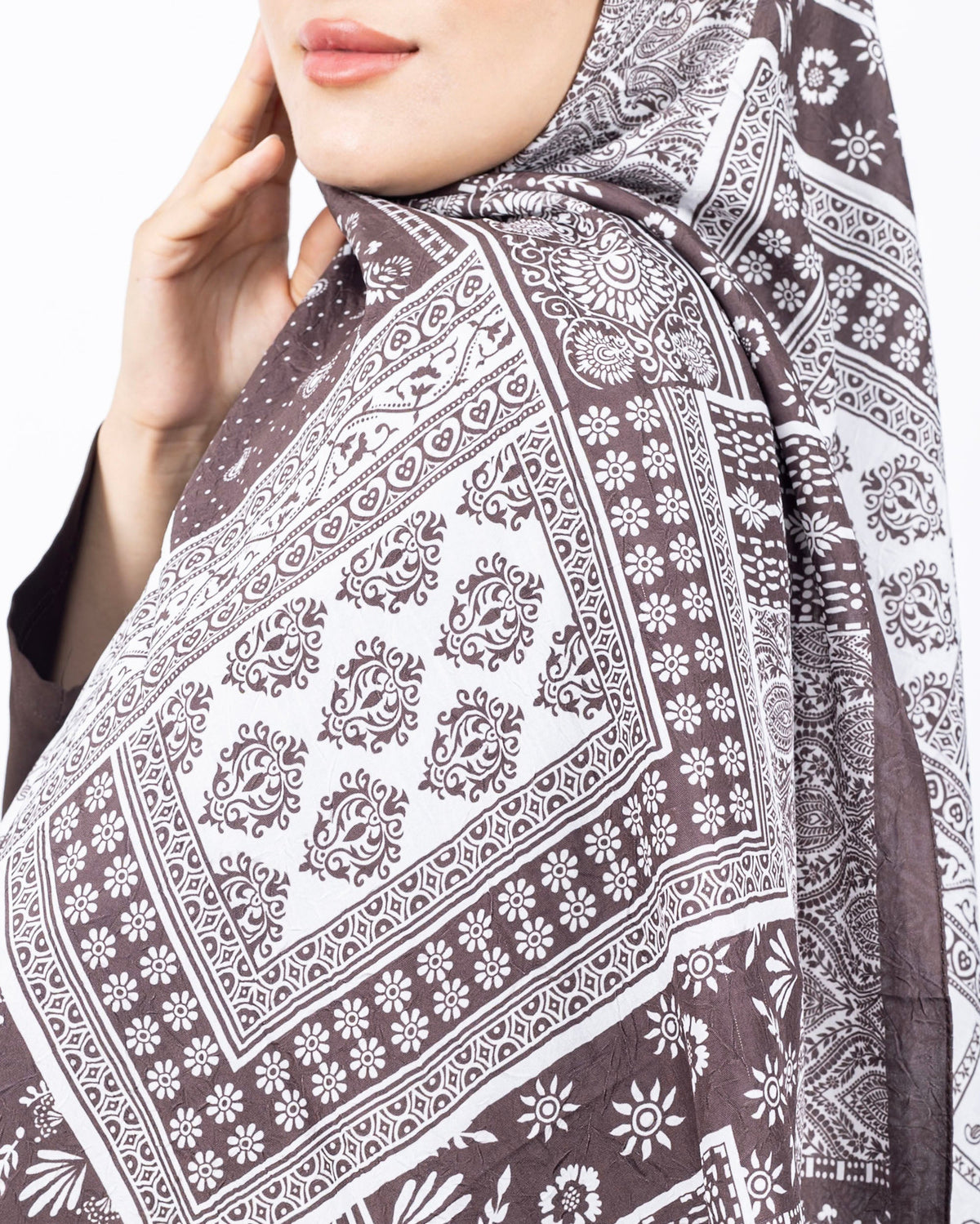 Mikro Bambu Kraş Şal D034 Kahverengi, 75 × 185 cm şal – görsel 1
