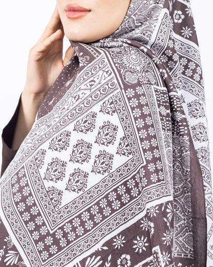 Mikro Bambu Kraş Şal D034 Kahverengi, 75 × 185 cm şal – görsel 1