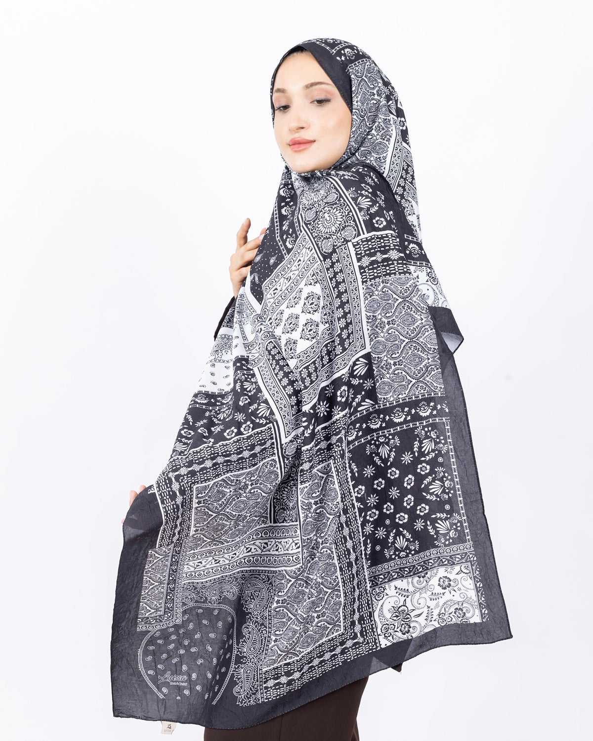 Mikro Bambu Kraş Şal D034 Siyah, 75 × 185 cm şal – görsel 3