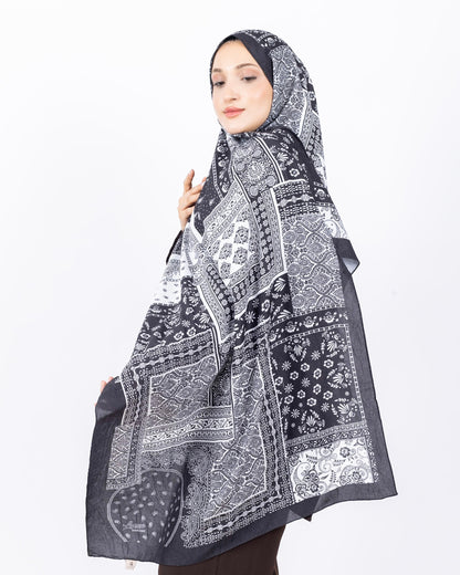 Mikro Bambu Kraş Şal D034 Siyah, 75 × 185 cm şal – görsel 3
